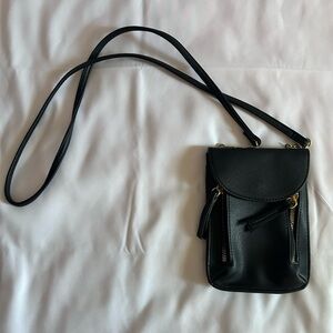 Black Crossbody Bag with Double Zipper Pockets in Front